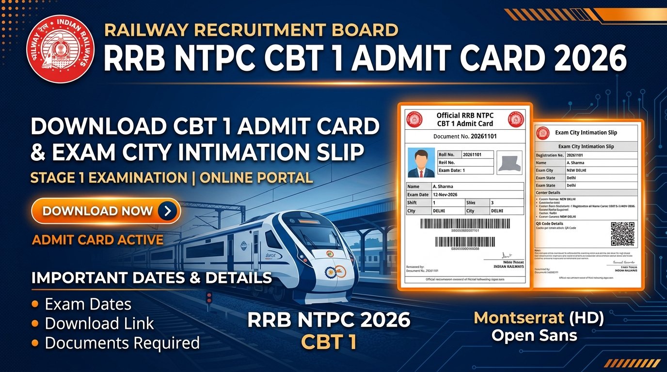 RRB NTPC CBT 1 Admit Card 2026
