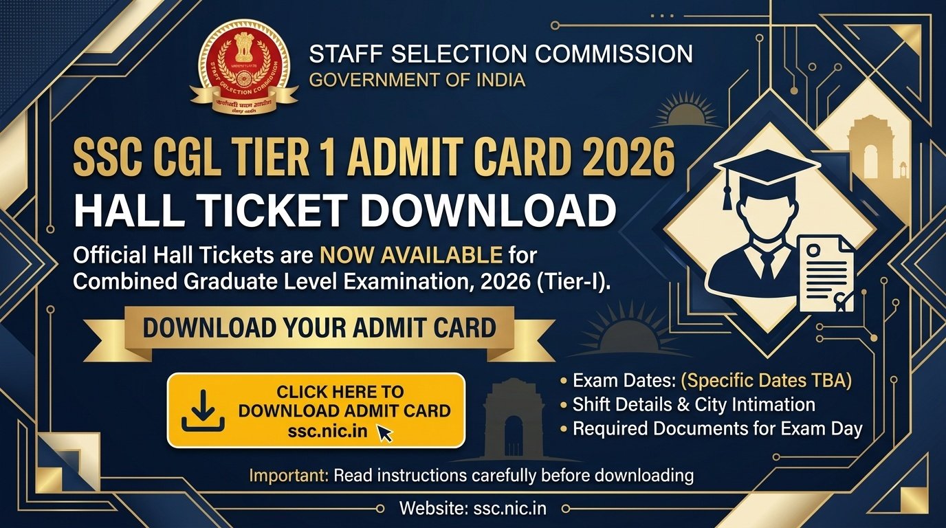 SSC CGL Tier 1 Admit Card 2026 Hall Ticket Download Link Active