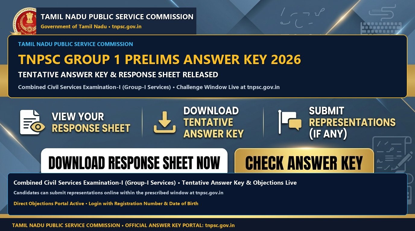 TNPSC Group 1 Prelims Answer Key 2026 Tentative Key PDF at tnpsc.gov.in