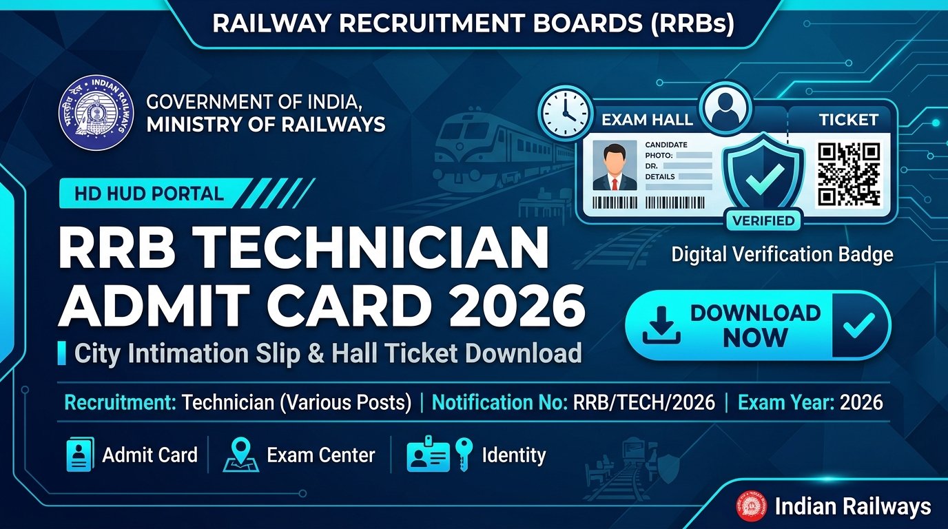RRB Technician Admit Card 2026 City Intimation Slip and Hall Ticket