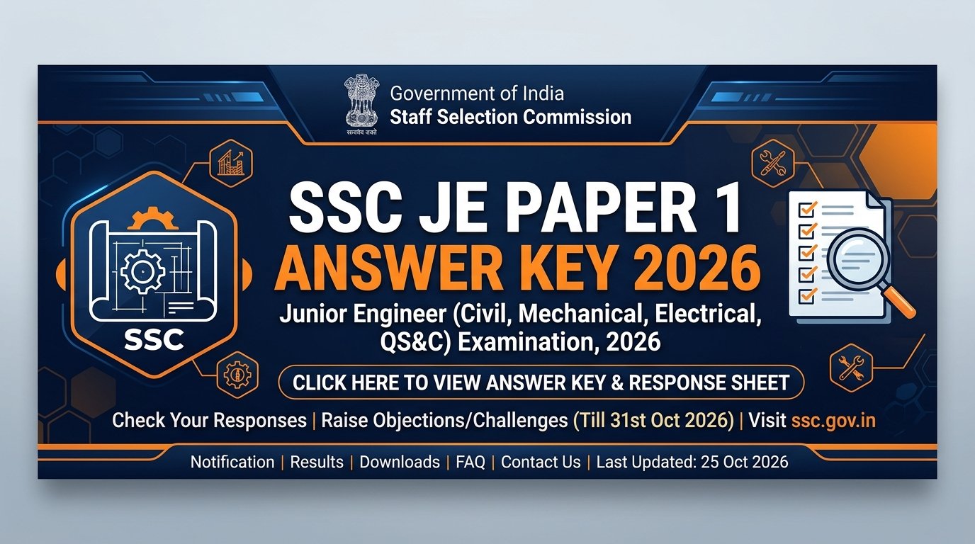 SSC JE Paper 1 Answer Key 2026 Response Sheet and Objection Link
