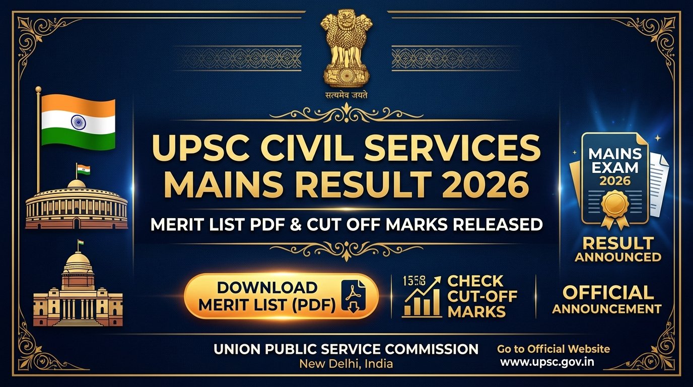 UPSC Civil Services Mains Result 2026 Merit List and Cut Off Marks